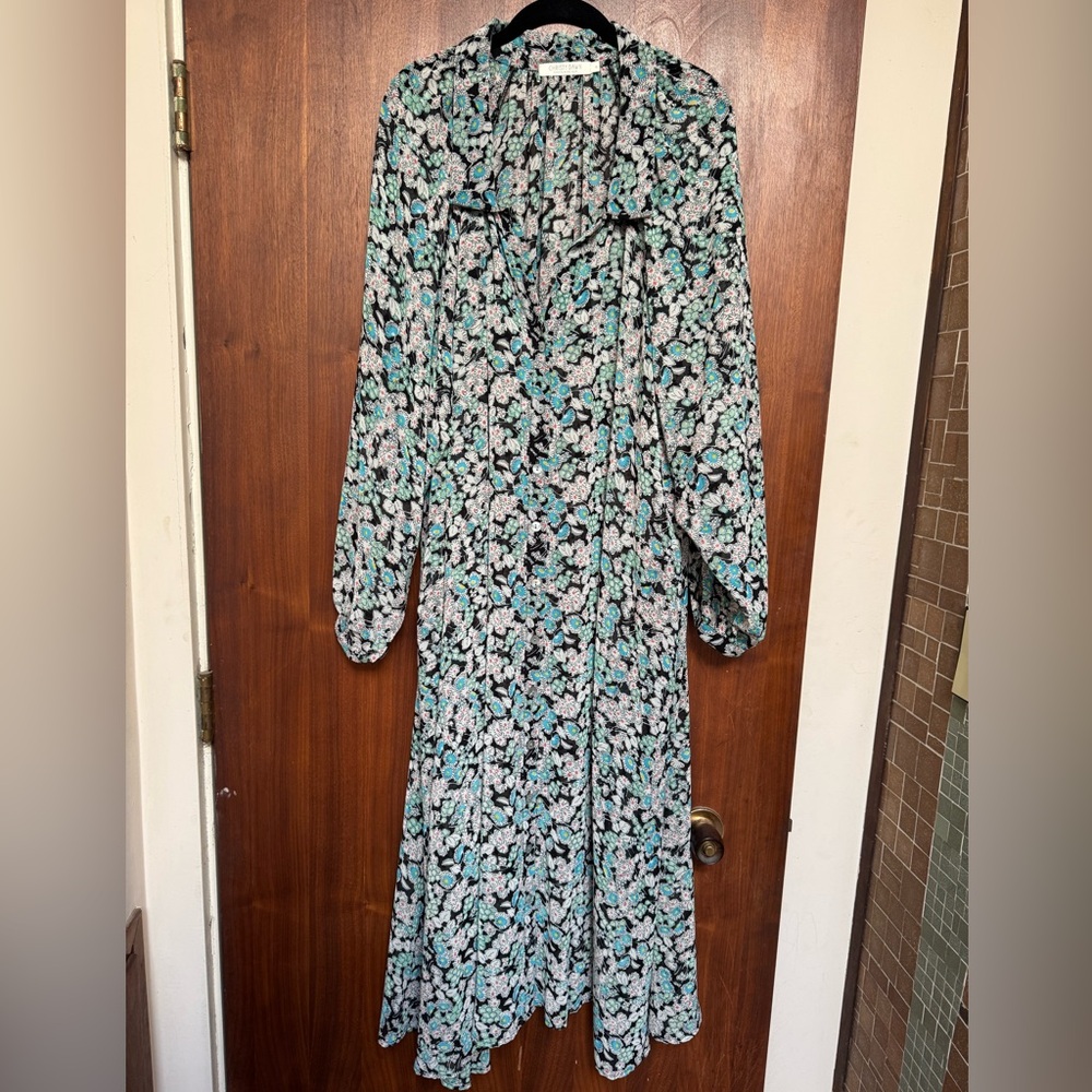 Christy Dawn Black Floral Maxi Dress with Mint and White